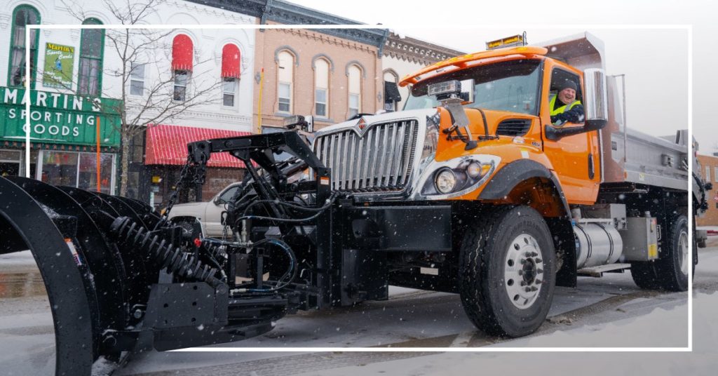 Tow truck in city